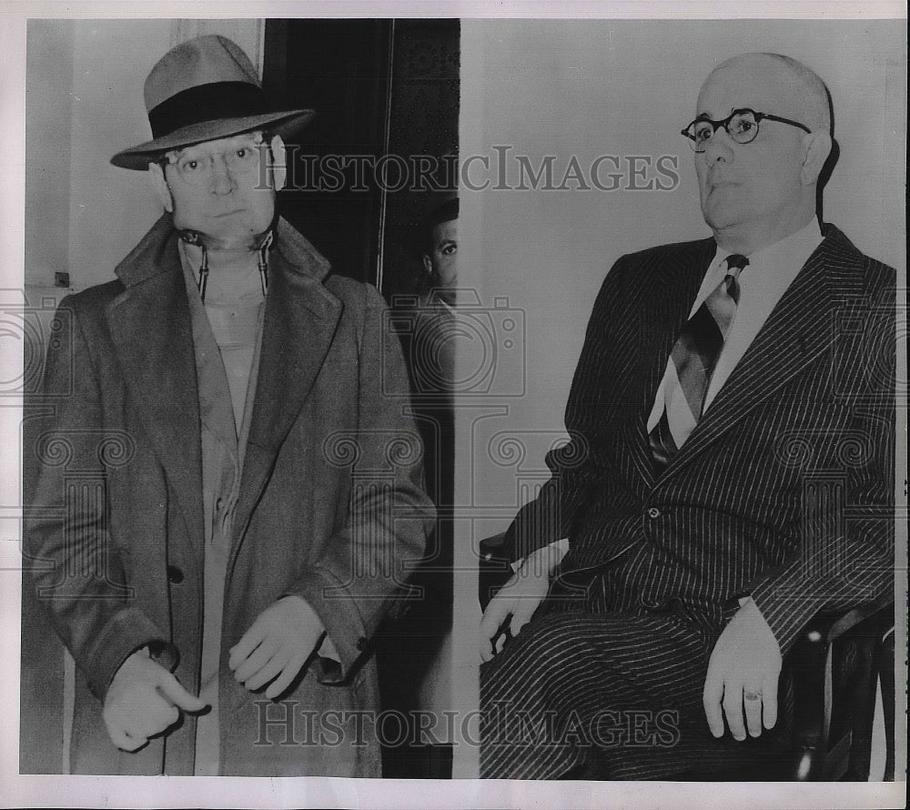 1952 Press Photo Clarence Ward and Francis Yentzer at trial - Historic Images