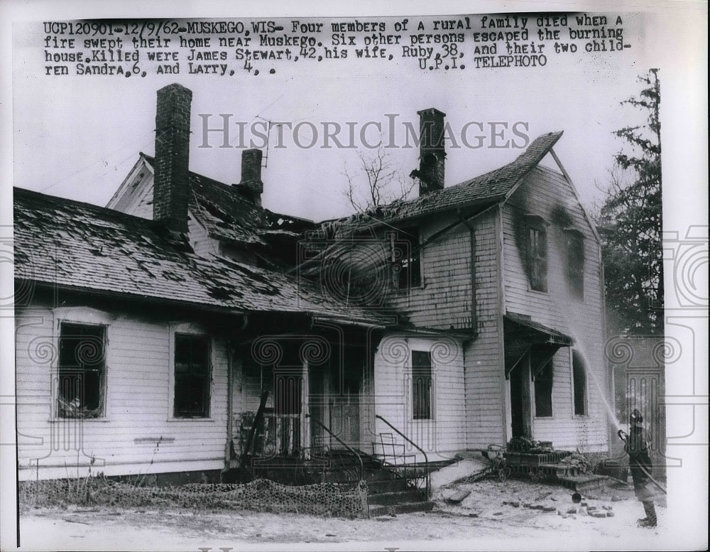 1962 Remains of a houst after fire  - Historic Images