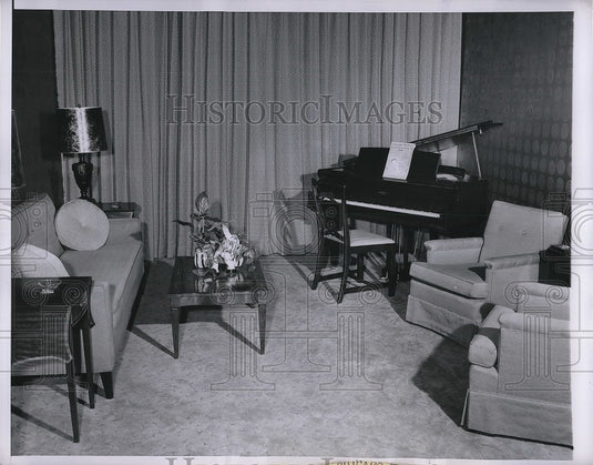 1956 Press Photo Room in Suite at Sheraton-Blackstone Hotel for Harry Truman - Historic Images