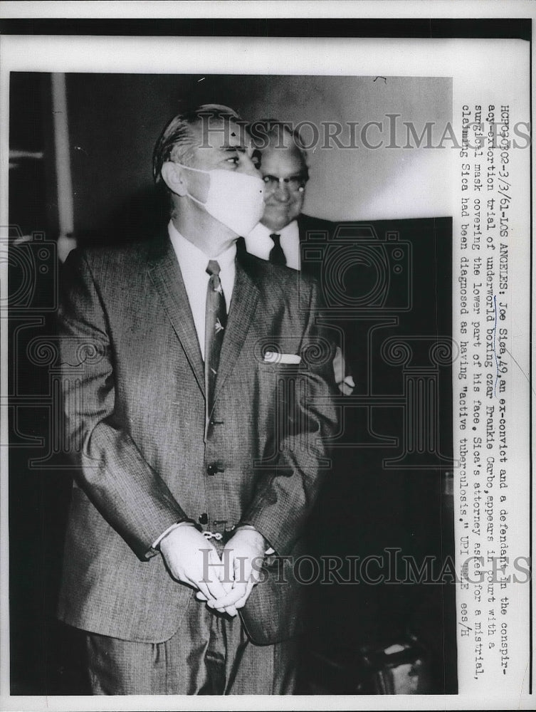 1961 Press Photo Joe Sica, 49, defendant, conspiracy-extortion trial F. Carbo-Historic Images