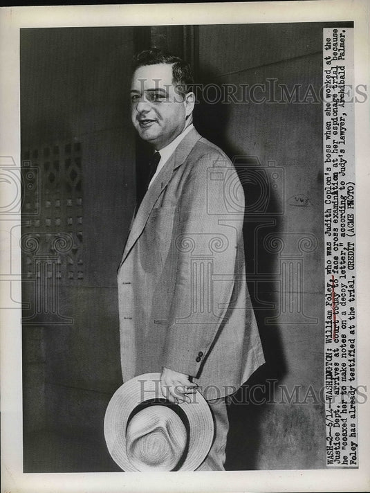 1949 Press Photo William Foley arrives at court - nea81459 - Historic Images