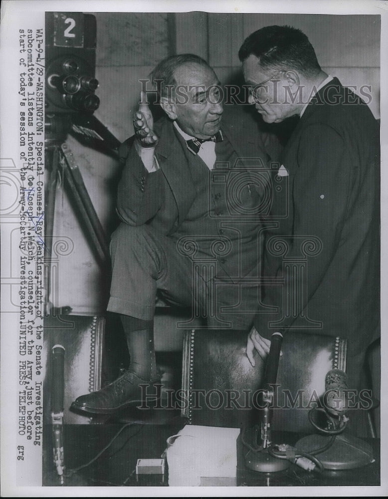 1954 Press Photo Special Counsel Ray Jenkins, Joseph N. Welch of Army - Historic Images