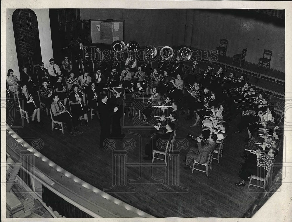 1939 Press Photo Charles Brusch Instructor Frank Miller Band Orchestra - Historic Images