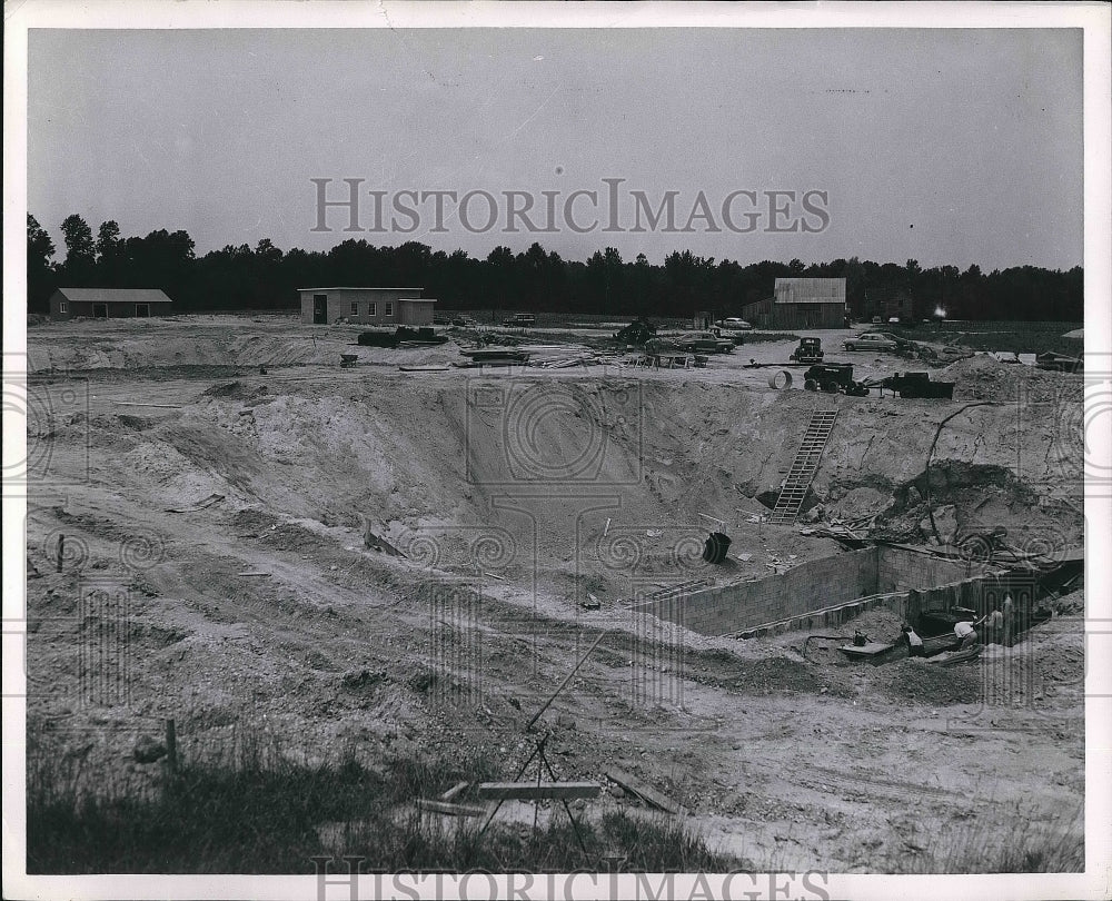 1954 Large Pit Being Dug For Construction  - Historic Images