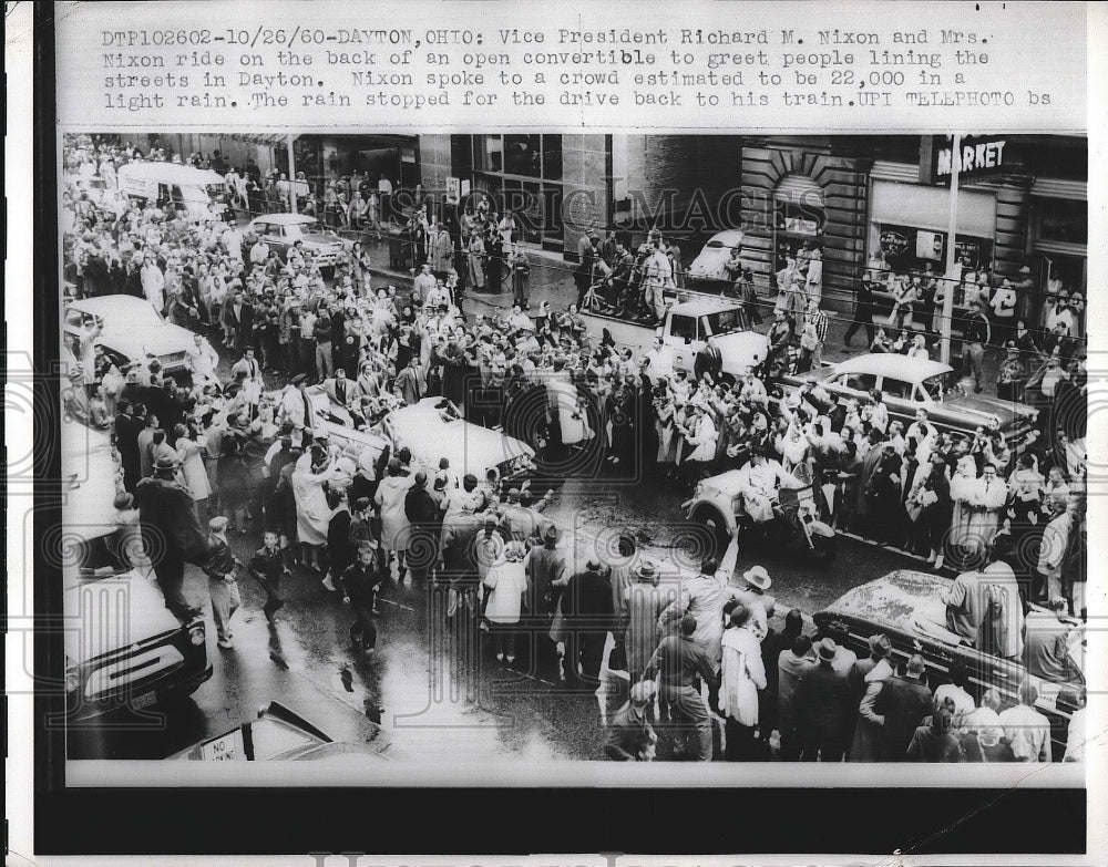 1961 VP Richard Nixon and Mrs. Nixon Are Welcomed by Dayton Crowd - Historic Images