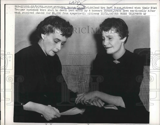 1956 Mrs. George Lappi, Mrs. Bert Pozza, State Trooper Husbands Shot - Historic Images