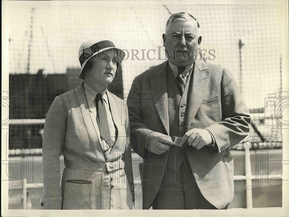 1932 Publisher Sir Cecil Leys &amp; Lady Hilary Leys at LA Olympics - Historic Images