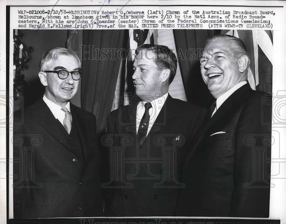 1958 Press Photo Robert Osborne, John Doerfer and Harold Fellows - nea81960 - Historic Images
