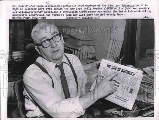 1958 William Allan.Sole Pain employee of Michigan worker. - Historic Images