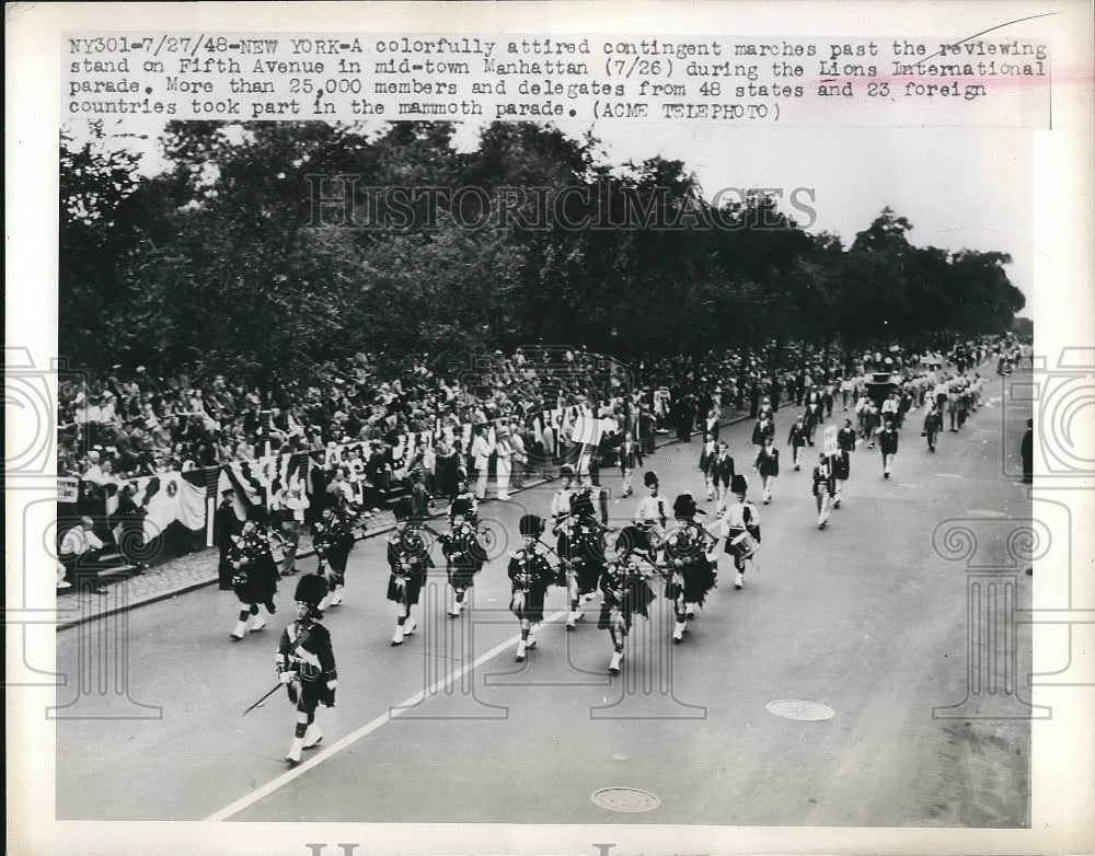 1948 Press Photo Lions Intl parade in NYC on Firth Ave. - nea82017 - Historic Images
