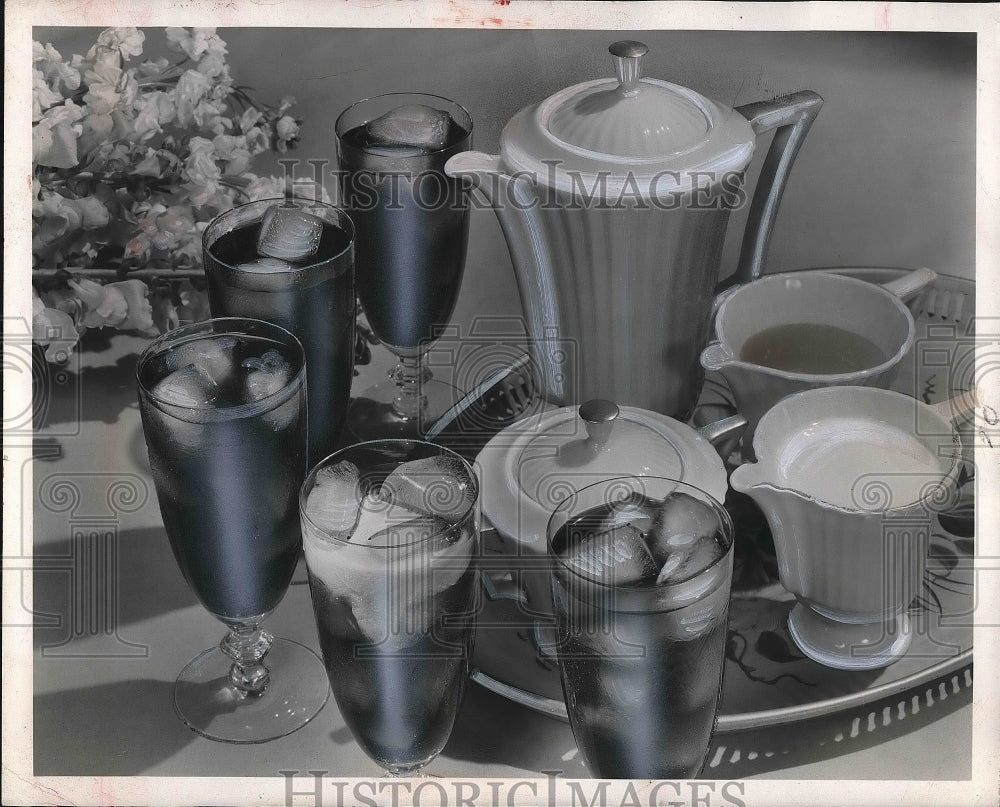 1951 An iced coffee set displayed on a table  - Historic Images