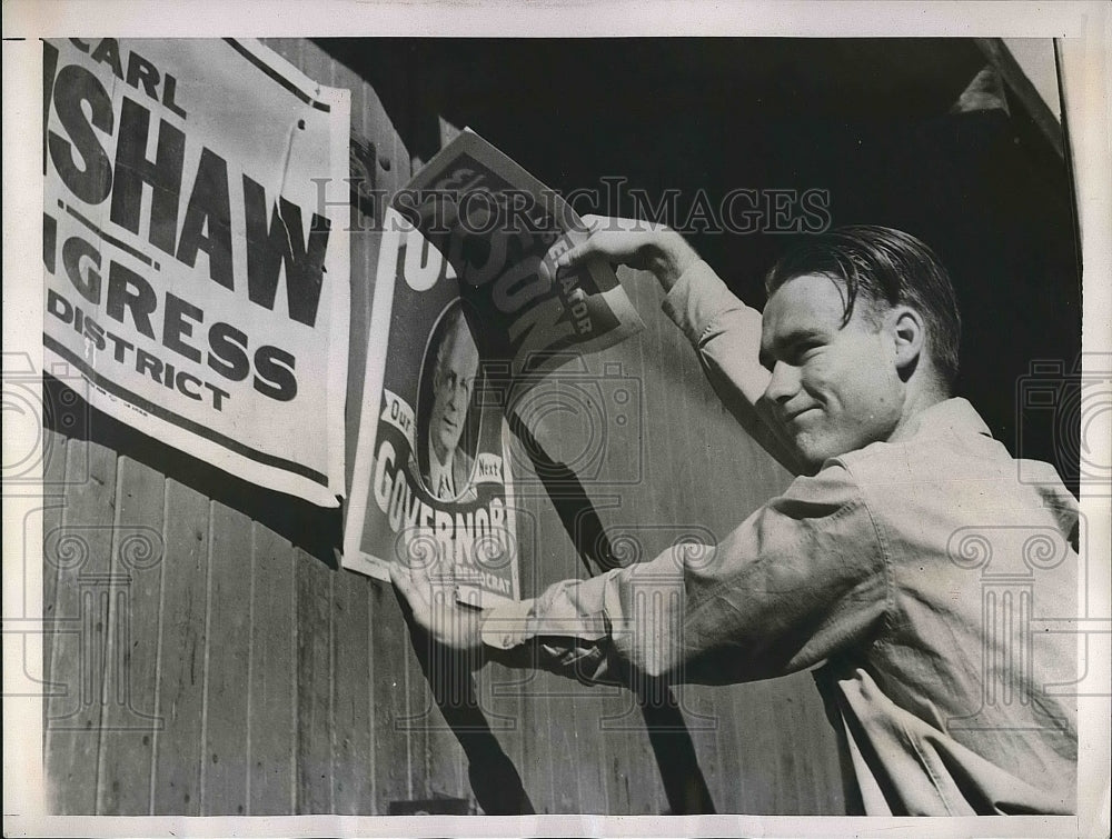 1938 Kenn Darrington Cleaning Up California Election Debris - Historic Images