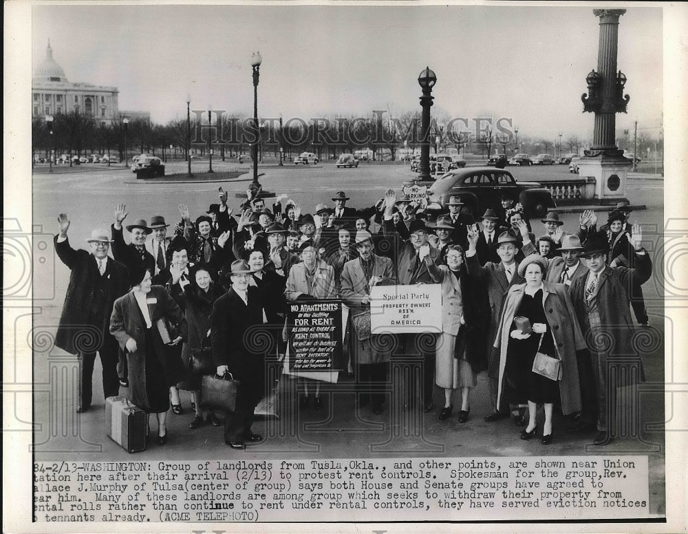 1949 Landlords Arriving to Protest Rent Controls in Washington DC - Historic Images