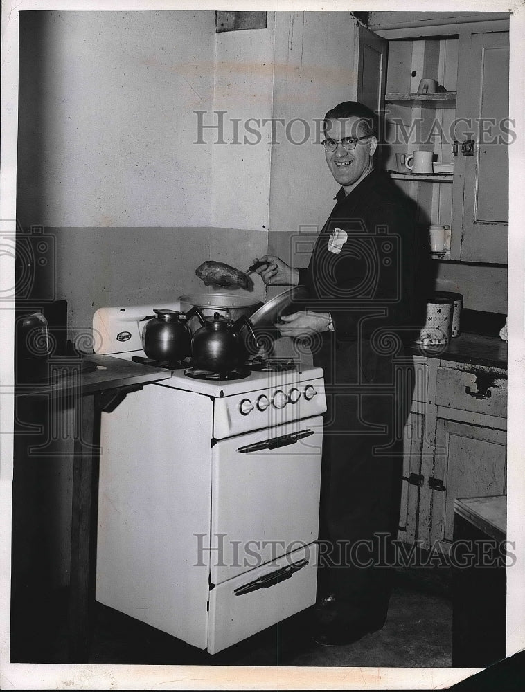 1959 Janitor Demonstrates His Cooking Skills Herman Seth  - Historic Images