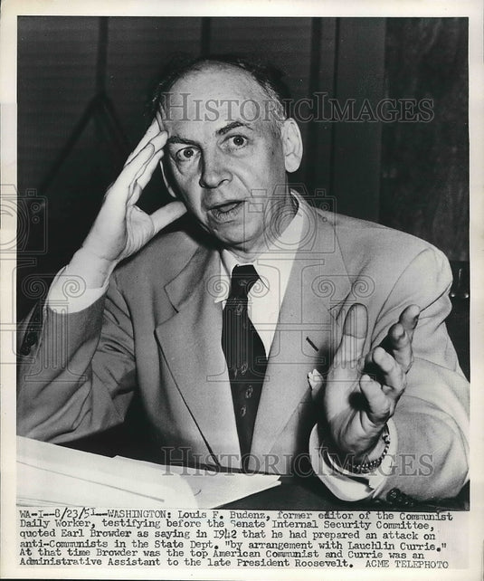 1951 'reformed' communist Louis Budenz now witness for red trials - Historic Images