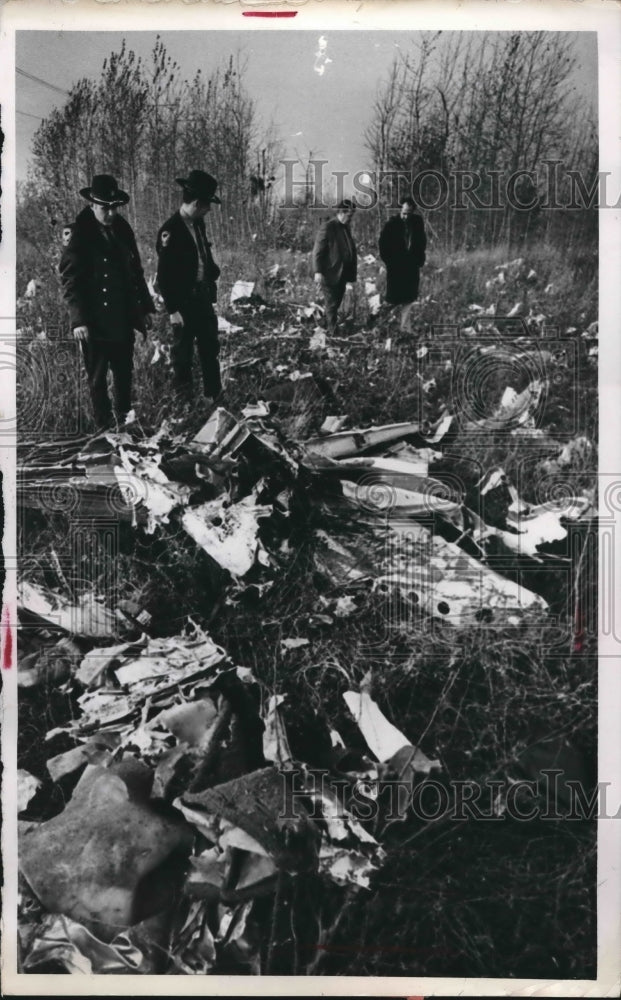 1973 Police &amp; others at scene of a plane crash  - Historic Images