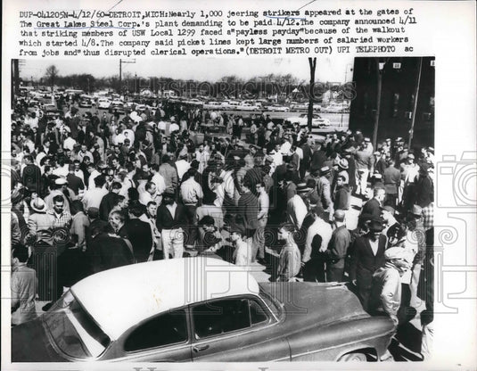 1960 Group of strikers at Great Lakes steel Corp.  - Historic Images