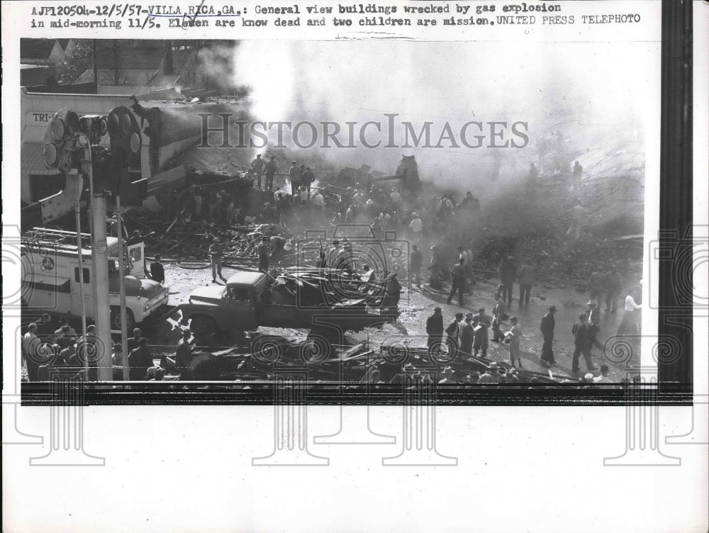 1957 Press Photo Buildings that were destroyed during gas explosion - nea82911 - Historic Images
