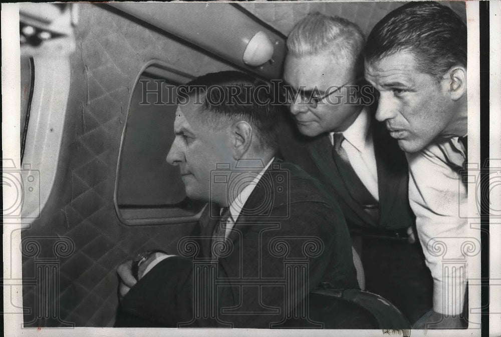 1957 Press Photo Gov Foster Furcolo, Gov. Charles Sloan and Francis Sargent - Historic Images