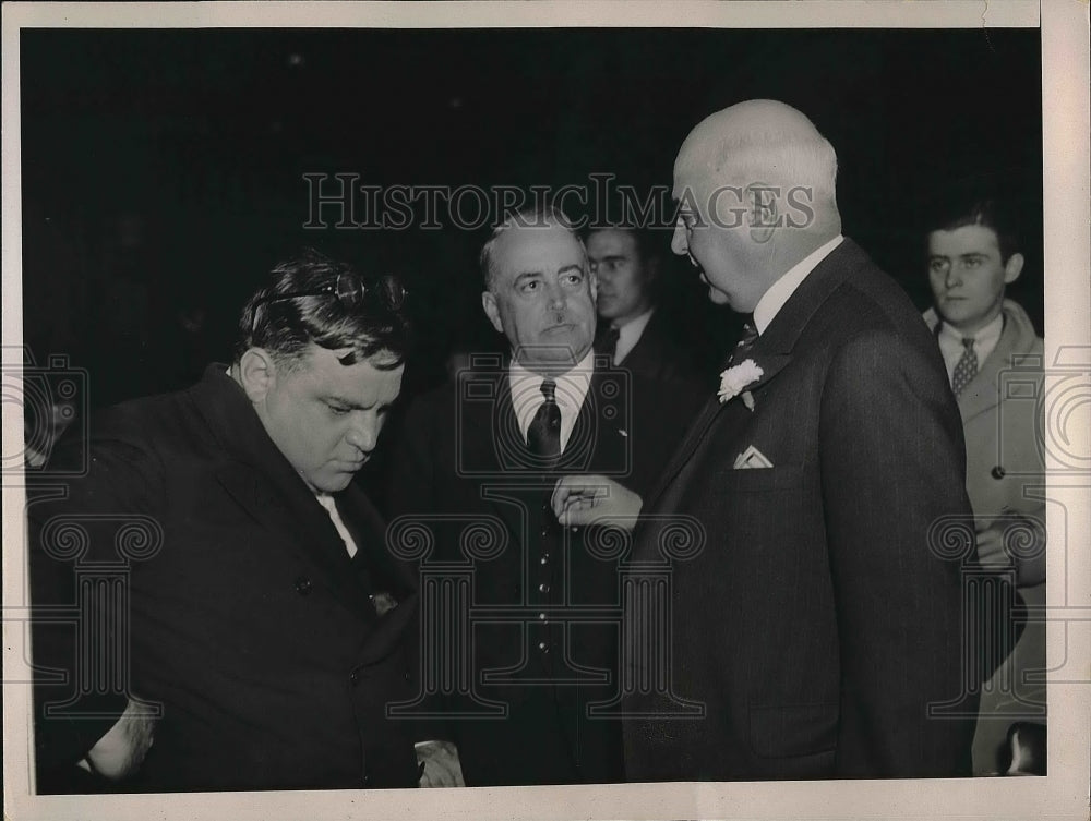 1936 Press Photo Mayors F.H. LaGuardia Frank Shaw and Angelo Rossi in meeting - Historic Images