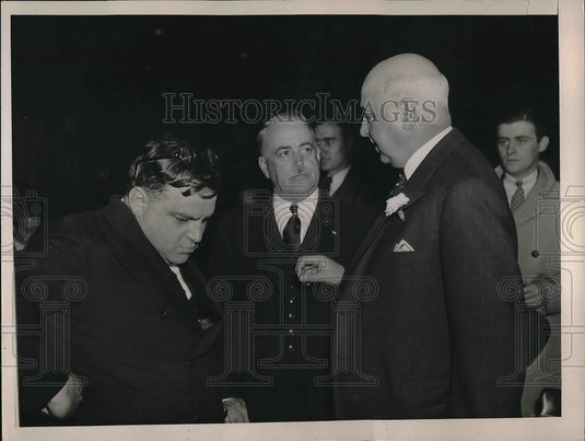 1936 Press Photo Mayors F.H. LaGuardia Frank Shaw and Angelo Rossi in meeting - Historic Images