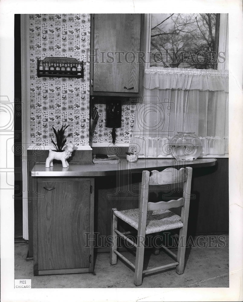 1961 Press Photo A kitchen set up on display - Historic Images