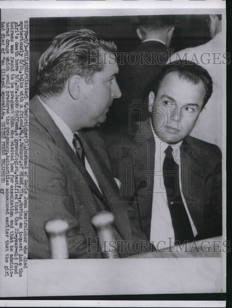 1965 Earl M.Oestreicher during inquest of his wife Death. - Historic Images