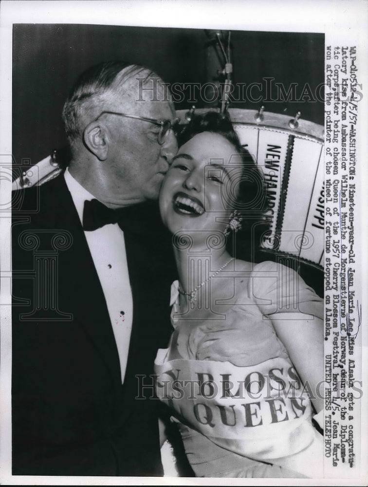 1957 Miss Alaska Jean Marie Lee with Dean of Diplomatic Corps - Historic Images