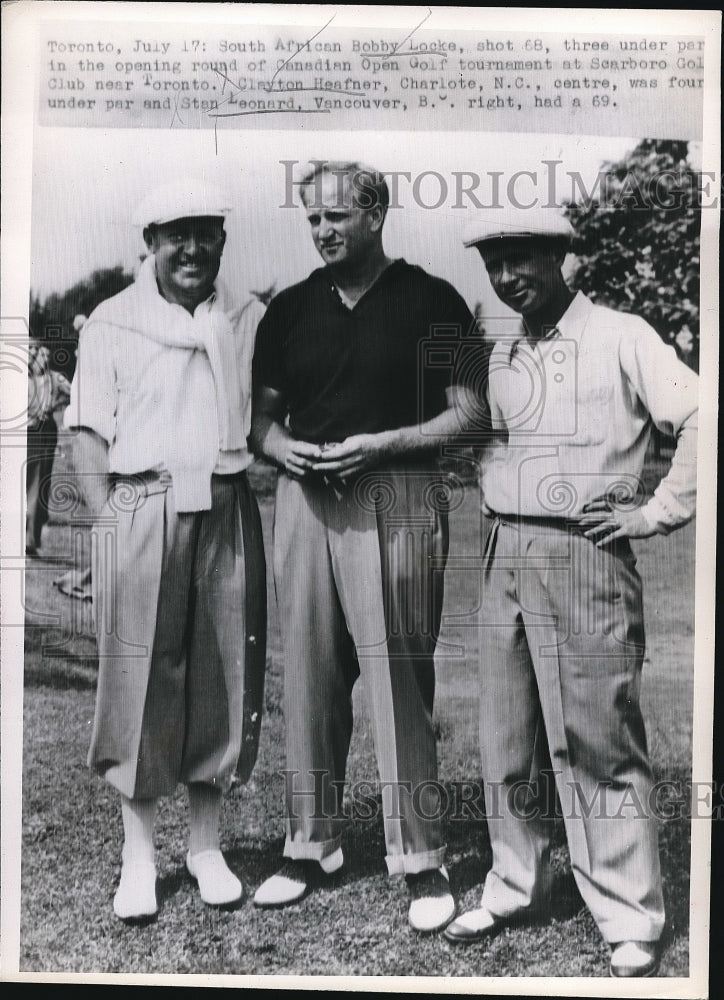 1947 Golfer Bobby Locke, Clayton Heafner, Stan Leonard in Toronto - Historic Images
