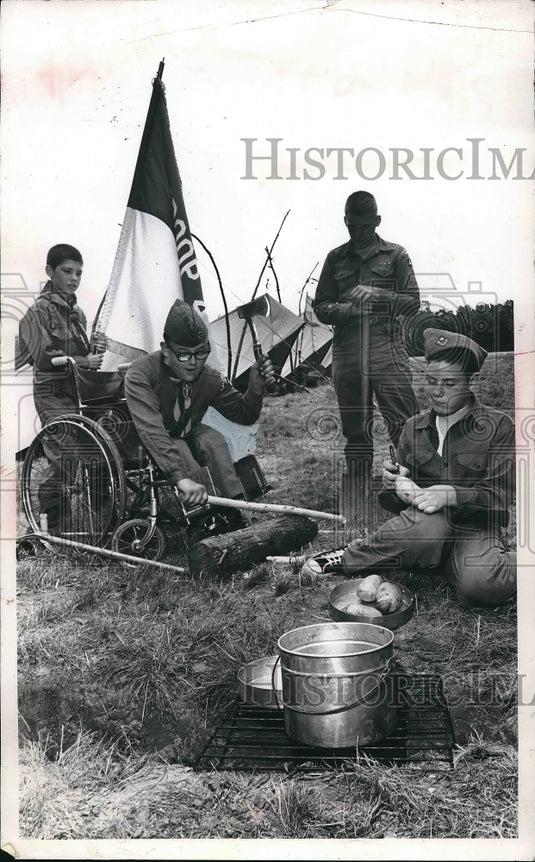 1964 Boy Scout during Camping with J.C.Roberts Jr.,Mellie Williams. - Historic Images