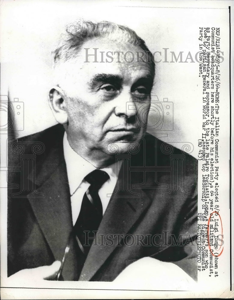 1964 Press Photo Italian Communist party leader Luigi Longo - nea83259-Historic Images
