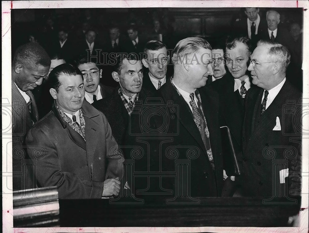 1945 Press Photo UAW-CIO conventionA Gruszka, Capt G Barnes, Gilbert,Mazur,Rogas - Historic Images