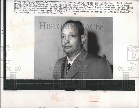 1963 Thrill killer Nathan Leopold paroled after serving 39 years. - Historic Images