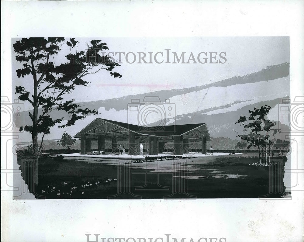 1971 Press Photo Artist Conception of Lakewood Park Pavilion Sponsored by Kiwani - Historic Images