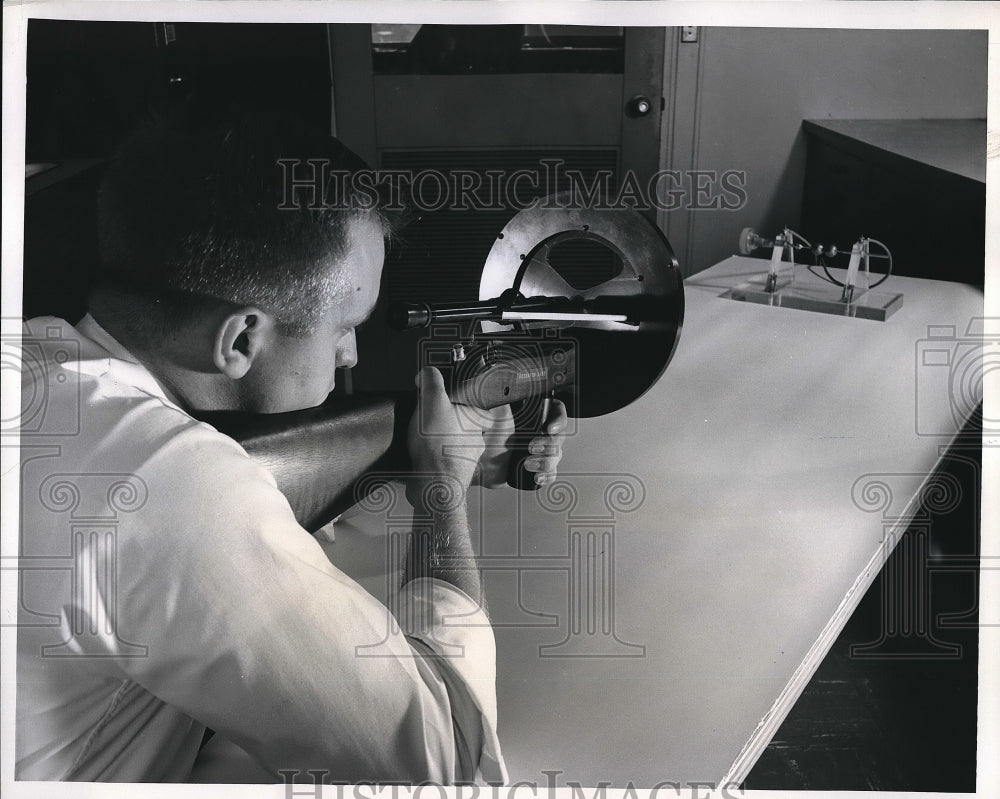 1962 Westinghouse Research Laboratory Engineer Lester Testing Weapon - Historic Images