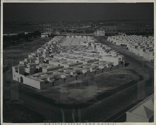 1952 Press Photo Aerial View of Completed Section of Casablanca Housing Project - Historic Images