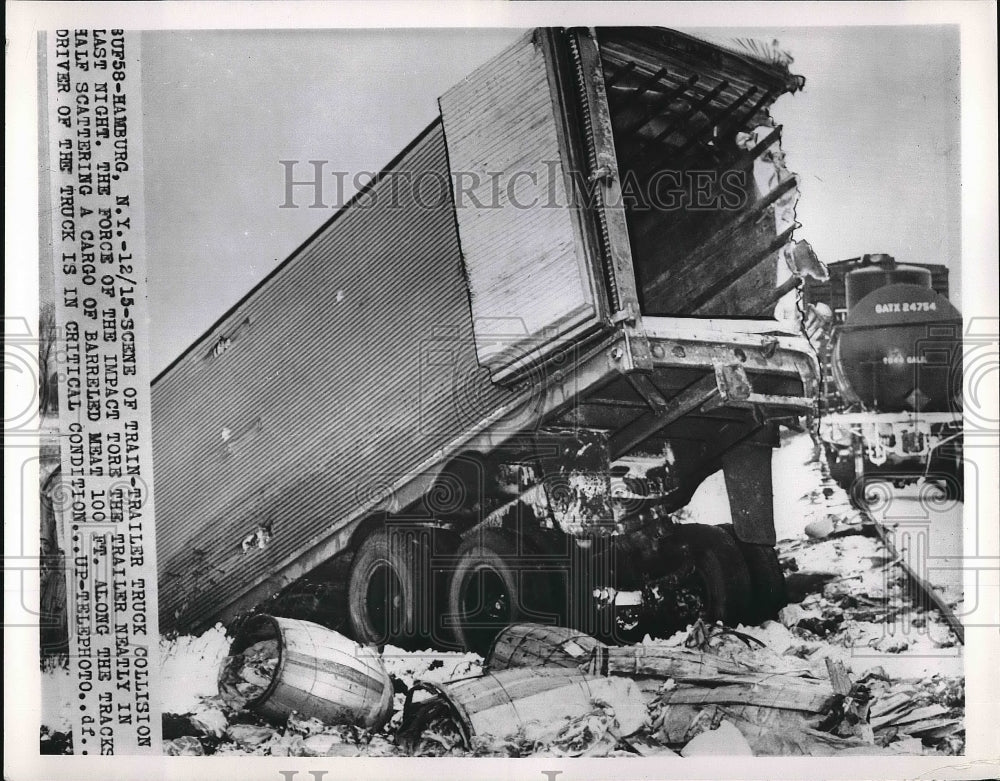 1952 Scene Of Truck &amp; Train Crash In Hamburg, NY  - Historic Images