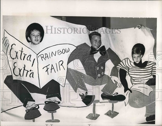1952 Rainbow Hospital Patients in Face Cutout Mural  - Historic Images