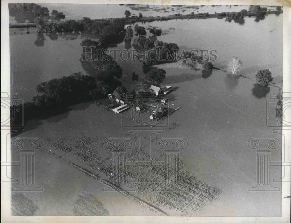 1935 Press Photo Aerial View of Flooded Iowa Farms from Des Moines River - Historic Images