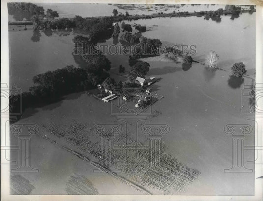 1935 Press Photo Aerial View of Flooded Iowa Farms from Des Moines River - Historic Images