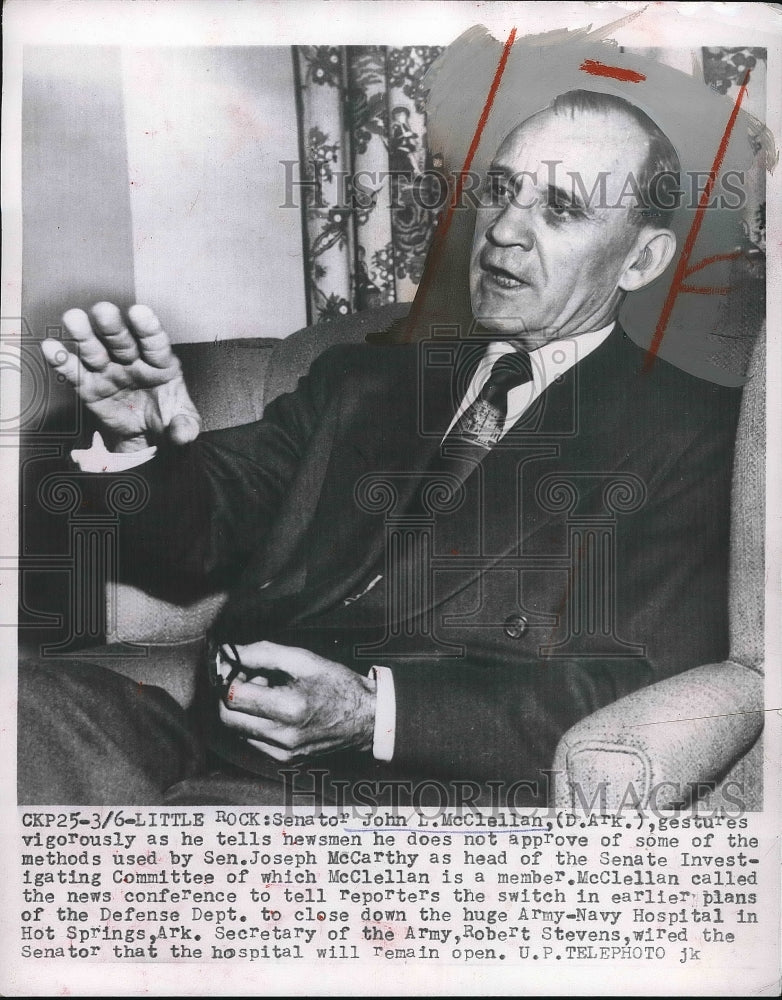 1954 Sen. John McClellan disapproves of Sen. McCarthy&#39;s methods - Historic Images