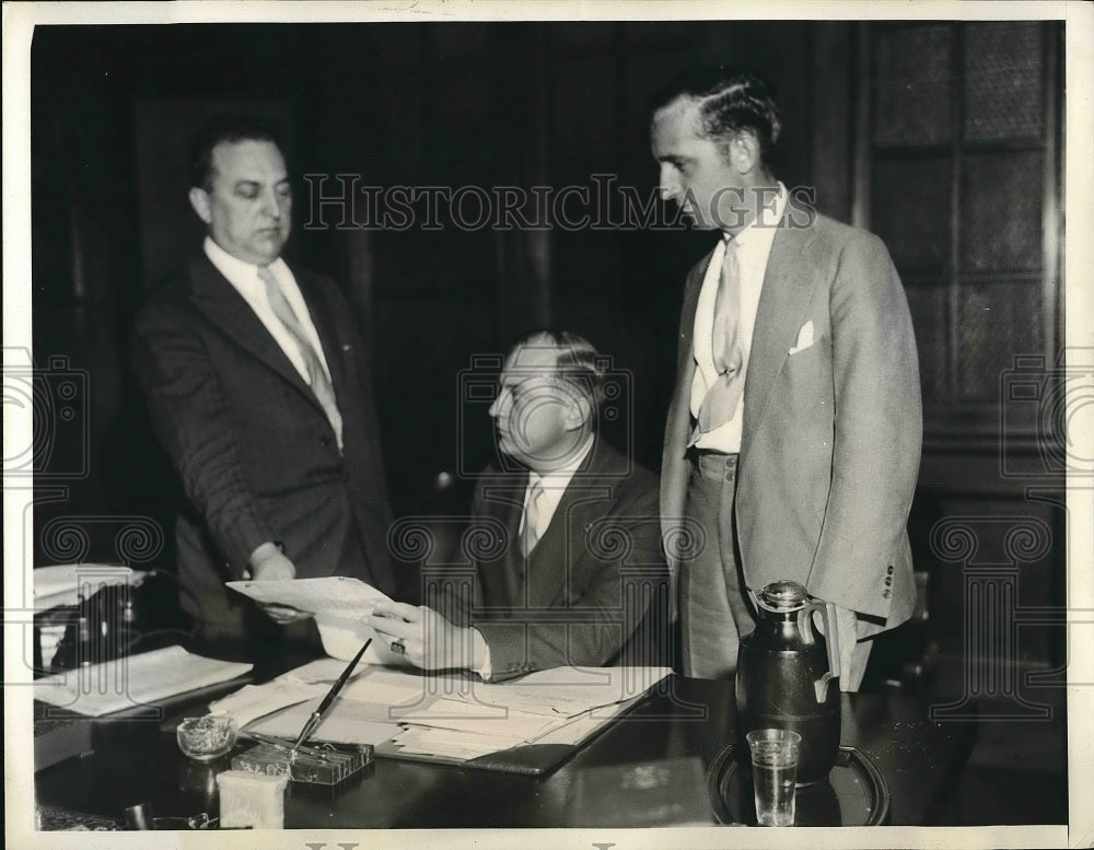 1932 Sidney Levine, Attorney General John Bennett, Jr., John Cahill - Historic Images