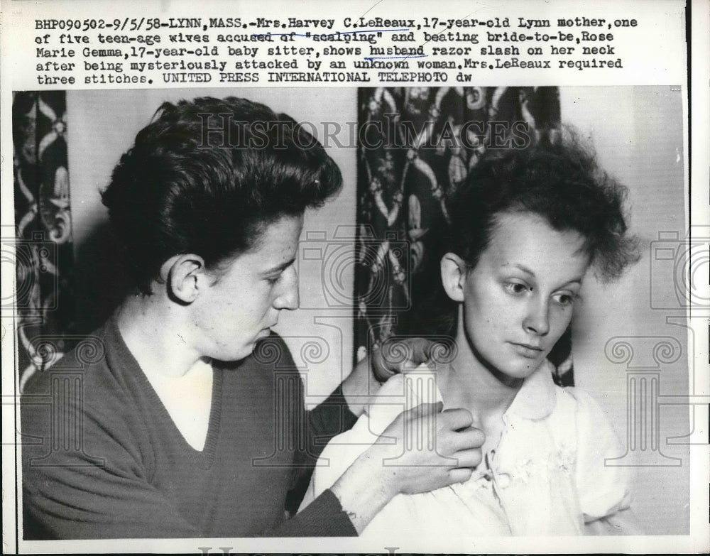 1958 Mrs. Harvey C. LeReaux, Teenage Wife Scandal, Massachusetts - Historic Images