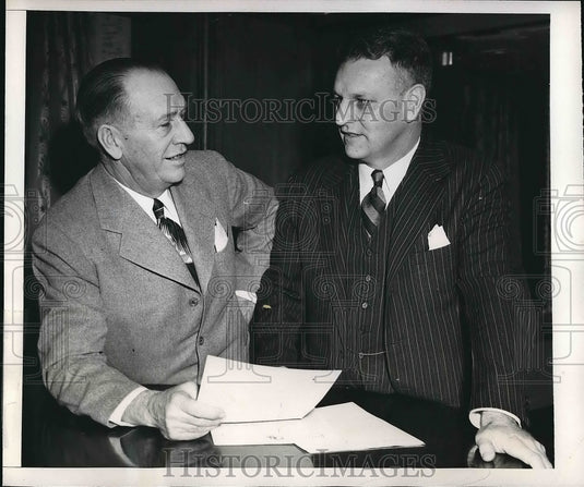1947 Press Photo Everett D. Barnes University Baseball Coach & Clinton Evans - Historic Images
