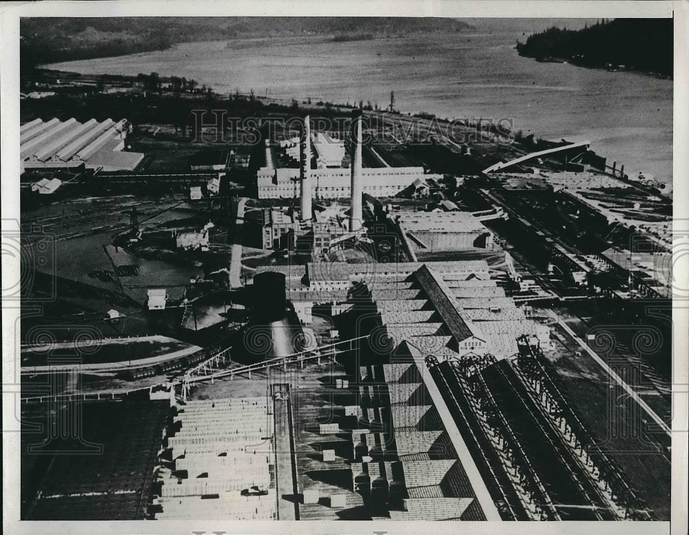 1935 Press Photo Overhead view of a lumber mill - nea83880 - Historic Images