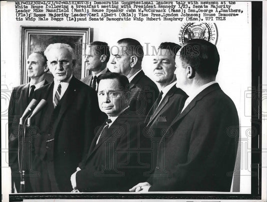 1962 Press Photo Mike Mansfield, John McCormack, Sen. George Smathers - Historic Images