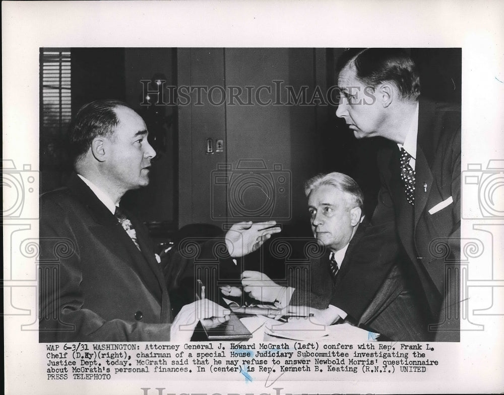 1952 Press Photo Atty. Gen. Howard McGrath with Rep. Frank Chelf - nea83912 - Historic Images