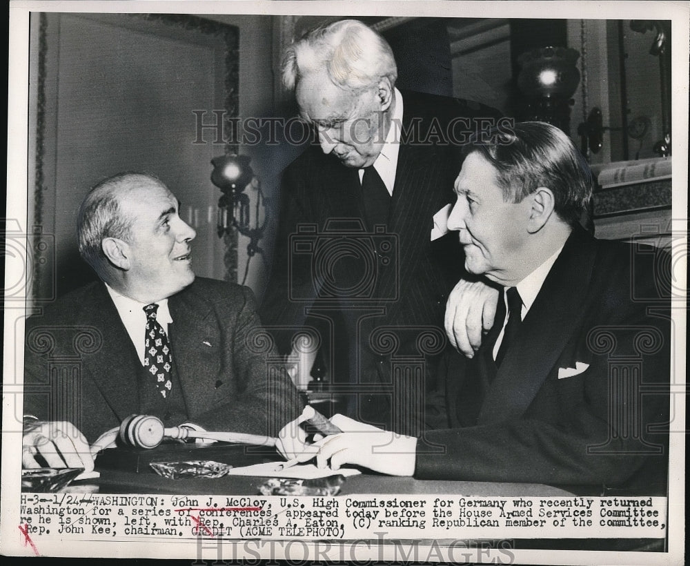 1950 US High Commissioner John J. McCloy,Charles Eaton &amp; John Kee - Historic Images