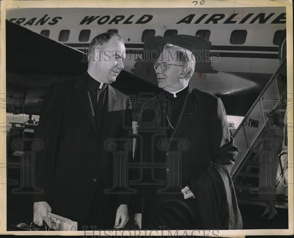 1958 Cardinal James McIntyre &amp; Cardinal Spellman&#39;s Secretary - Historic Images