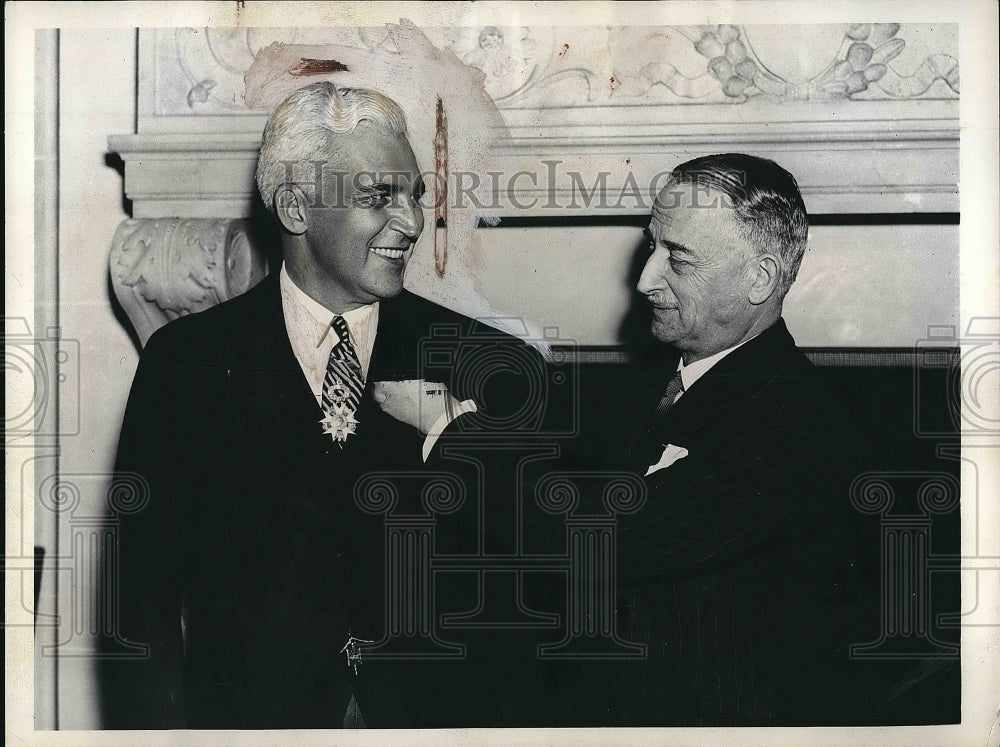 1936 Press Photo Gov. Paul V. McNutt & French Ambassador Andre De Laboulaye - Historic Images